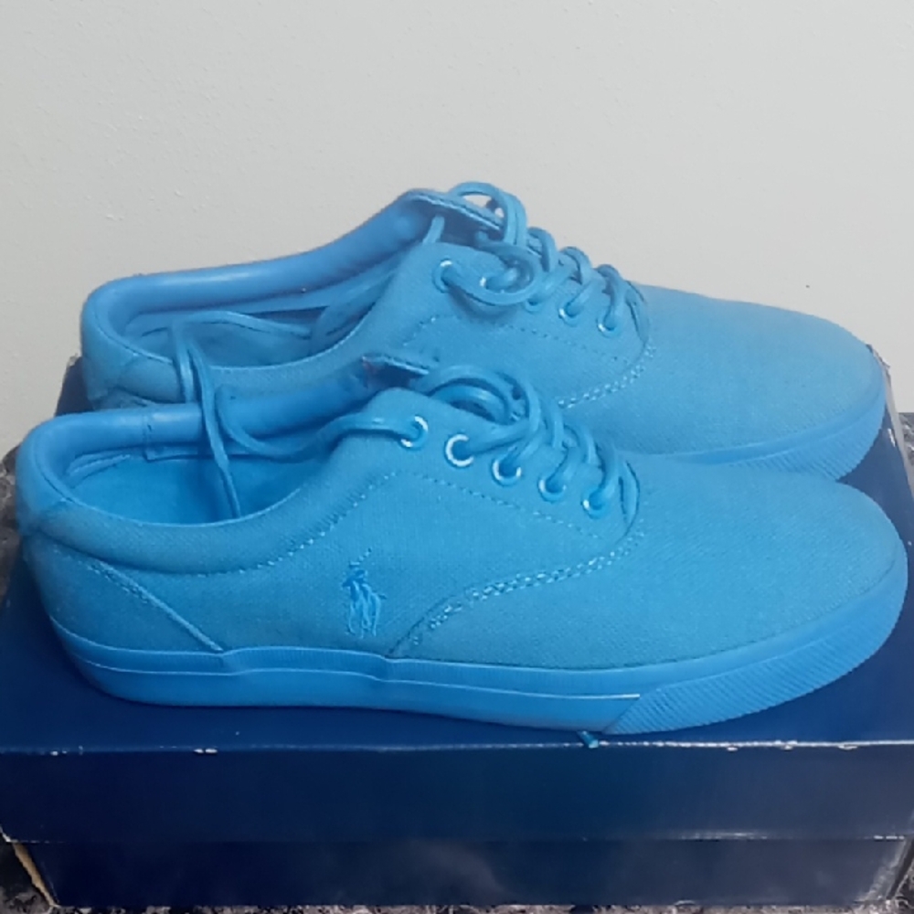 Mens Polo Ralph Lauren Blue Canvas Sneakers Size 8 D (Wore Only Once)
